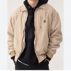 Carhartt Wylie Tan Khaki Men’s Distressed Work Jacket L (New)